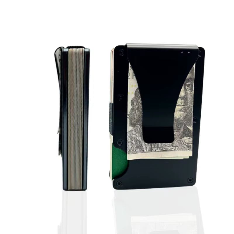 Slim Wallet for Men - Front Pocket RFID Blocking Minimalist Wallet for Men - Metal Wallet with Money Clip for Men