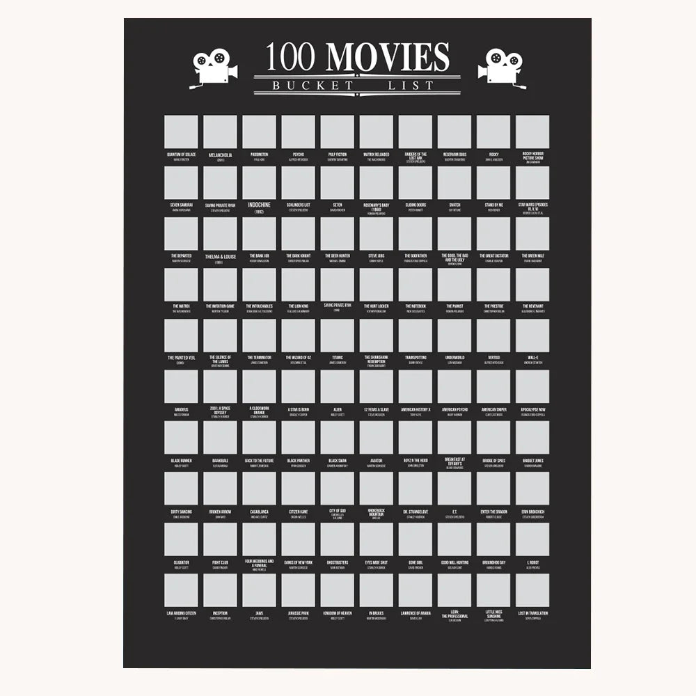 100 Movie Scratch off Poster Must to See Movies Top Films of All Time Bucket List for Couple Gift Unframed Decor Home Wallpaper