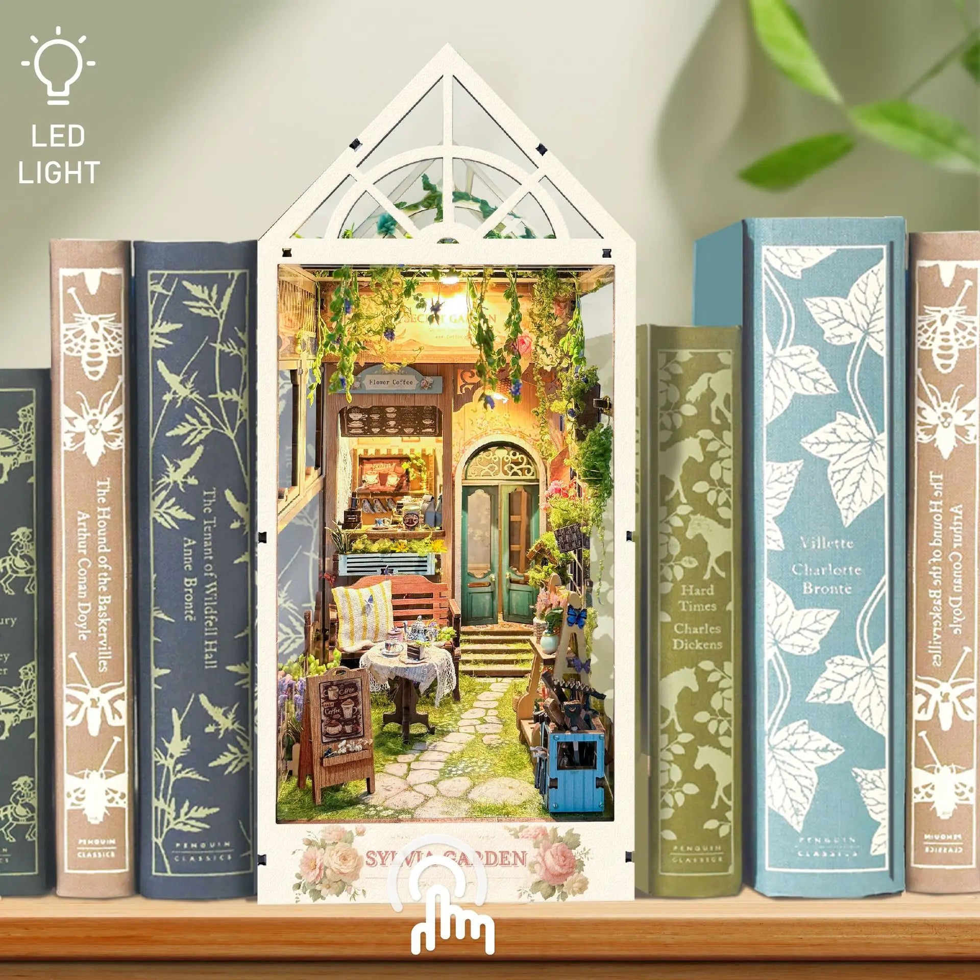 Flower Garden House Home Bookend Decor NEW Modern DIY Wooden Book Nook Shelf Insert Miniature Building Kits Adult Handmade Gifts