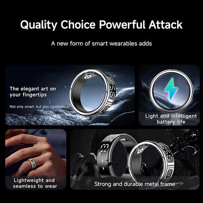 SR08 Smart Ring Men Women LED Display Screen Heart Rate Blood Oxygen Monitoring Multi Sports Modes 5ATM Waterproof 2025