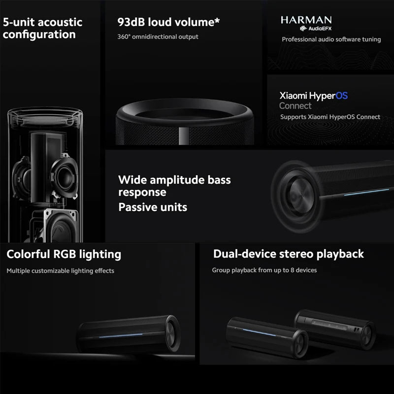 New  Bluetooth Speaker Bluetooth 5.3 LHDC 5.0 Hyperos IP67 93Db 40W Battery Life Outdoor Portable Sound Speaker