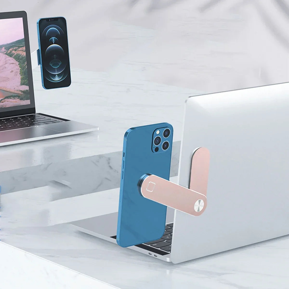 Magnetic Phone Holder Aluminium Alloy Dual-Screen Laptop Screen Expand Stand Folding Side Mount for Ipad Iphone Xiaomi Bracket