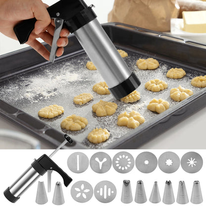 DIY Churro Maker Machine Cookie Press Gun Kit Stainless Steel Cake Cream Decorating Gun Set Biscuit Pastry Piping Nozzle Tools
