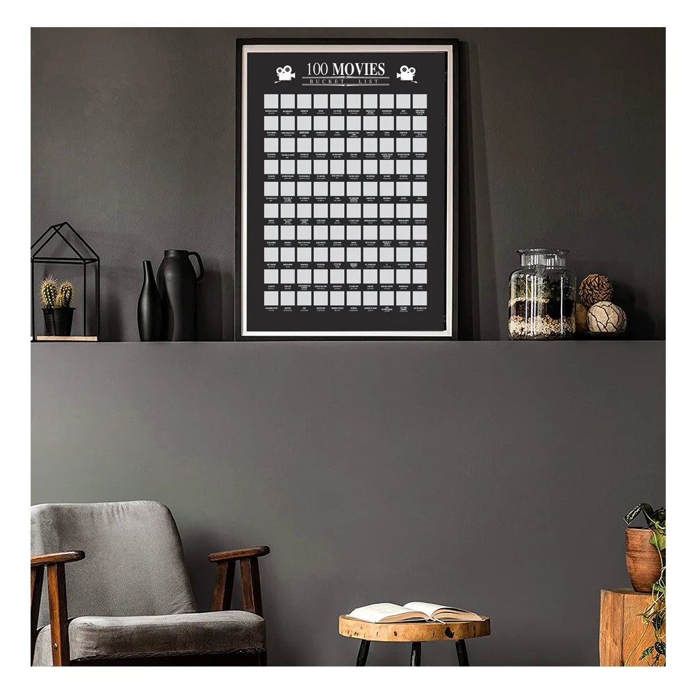 100 Movie Scratch off Poster Must to See Movies Top Films of All Time Bucket List for Couple Gift Unframed Decor Home Wallpaper