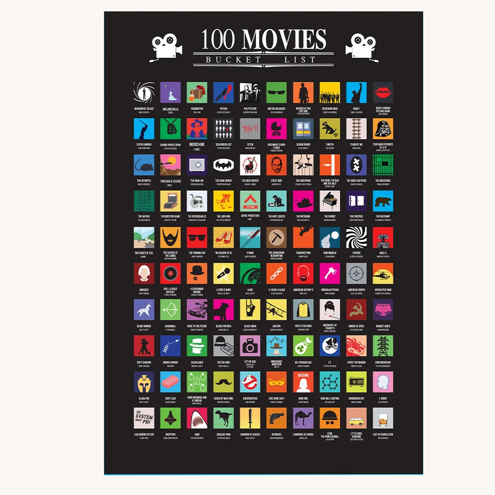 100 Movie Scratch off Poster Must to See Movies Top Films of All Time Bucket List for Couple Gift Unframed Decor Home Wallpaper
