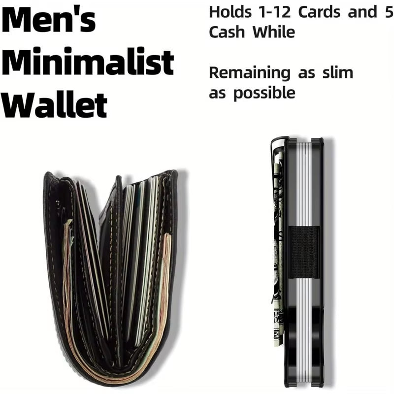 Slim Wallet for Men - Front Pocket RFID Blocking Minimalist Wallet for Men - Metal Wallet with Money Clip for Men