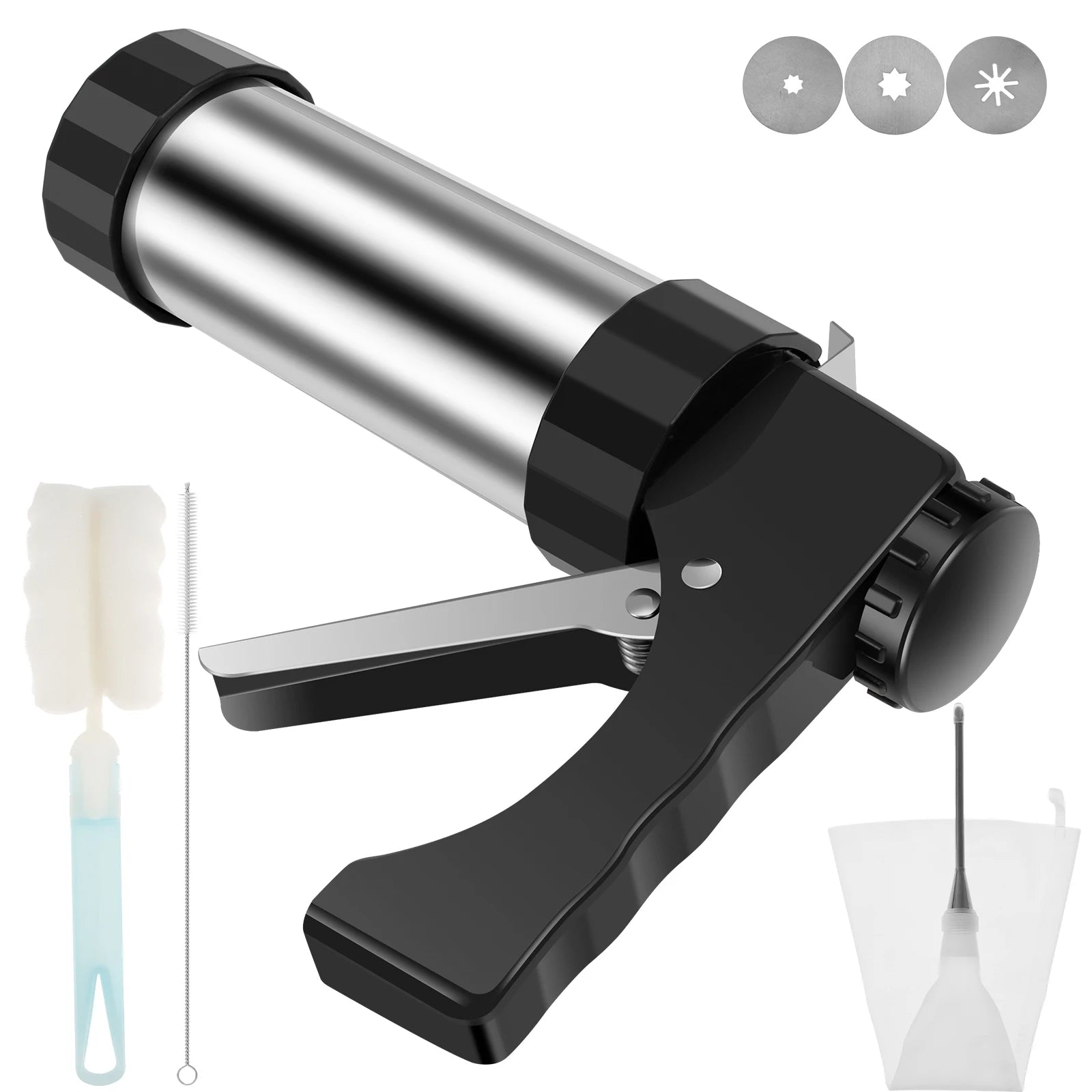 DIY Churro Maker Machine Cookie Press Gun Kit Stainless Steel Cake Cream Decorating Gun Set Biscuit Pastry Piping Nozzle Tools