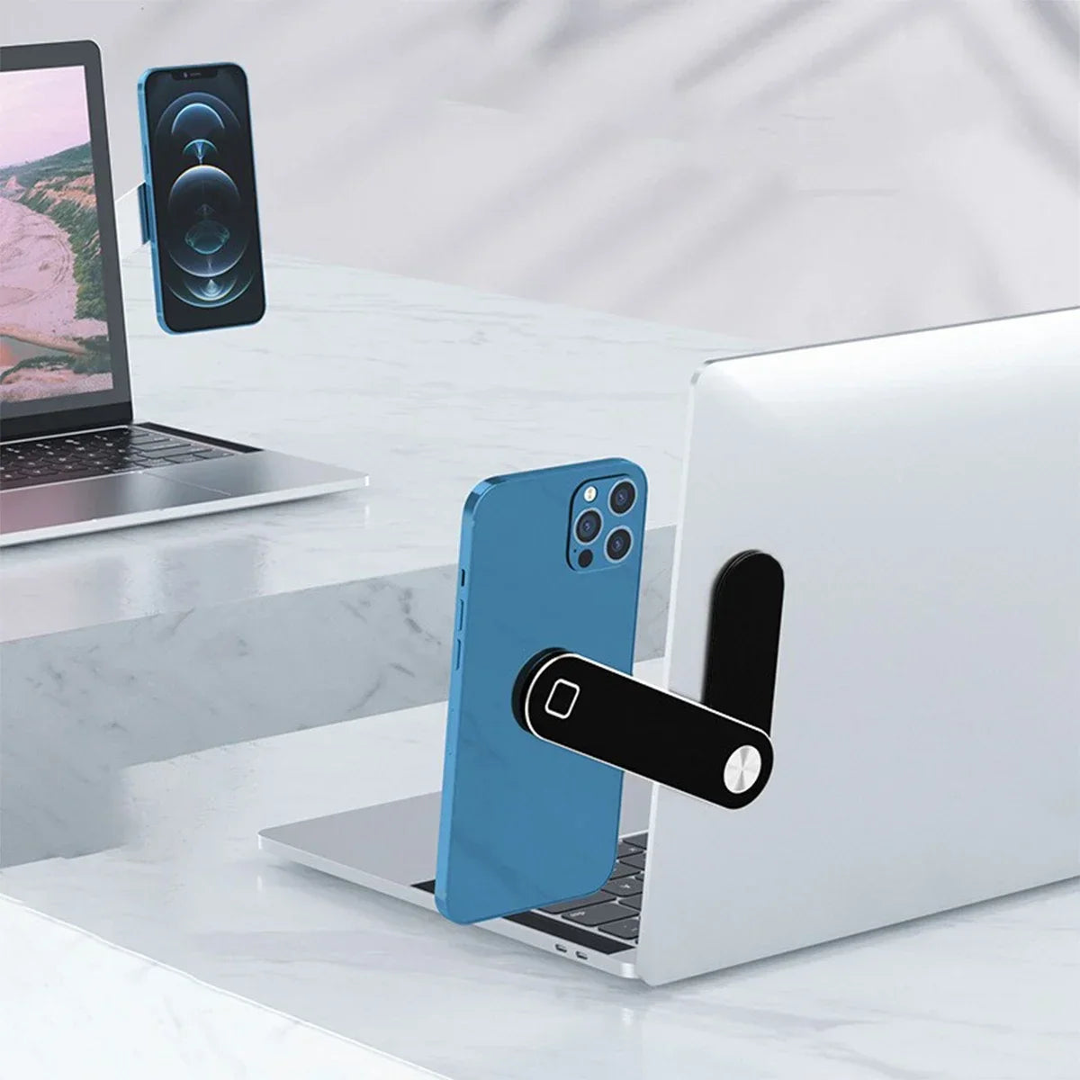 Magnetic Phone Holder Aluminium Alloy Dual-Screen Laptop Screen Expand Stand Folding Side Mount for Ipad Iphone Xiaomi Bracket