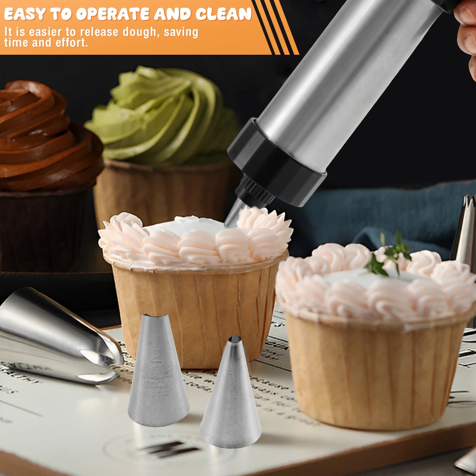 DIY Churro Maker Machine Cookie Press Gun Kit Stainless Steel Cake Cream Decorating Gun Set Biscuit Pastry Piping Nozzle Tools