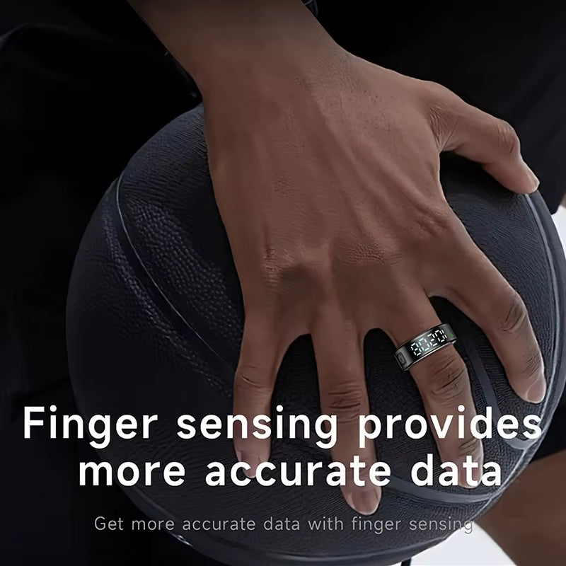 SR08 Smart Ring Men Women LED Display Screen Heart Rate Blood Oxygen Monitoring Multi Sports Modes 5ATM Waterproof 2025