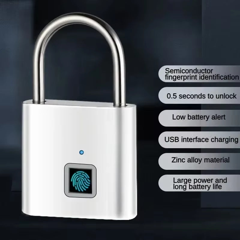 Intelligent Fingerprint Padlock, Outdoor Waterproof and Rust Proof Padlock, Intelligent Electronic Padlock Head