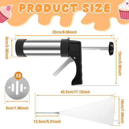 DIY Churro Maker Machine Cookie Press Gun Kit Stainless Steel Cake Cream Decorating Gun Set Biscuit Pastry Piping Nozzle Tools