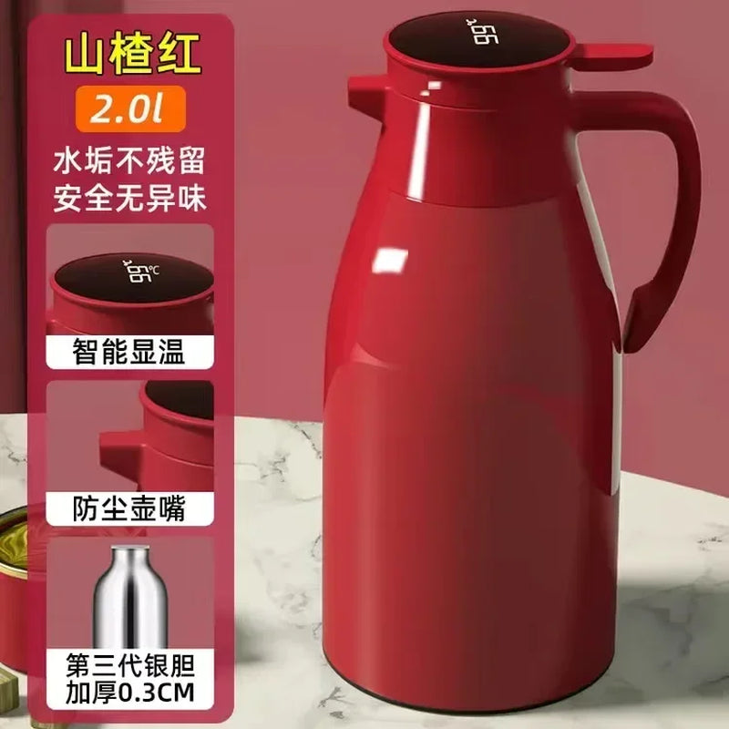 2L Coffee Thermos Household Digital Display Glass Liner Vacuum Flasks Large Capacity Water Bottle Kitchen Thermal Kettle
