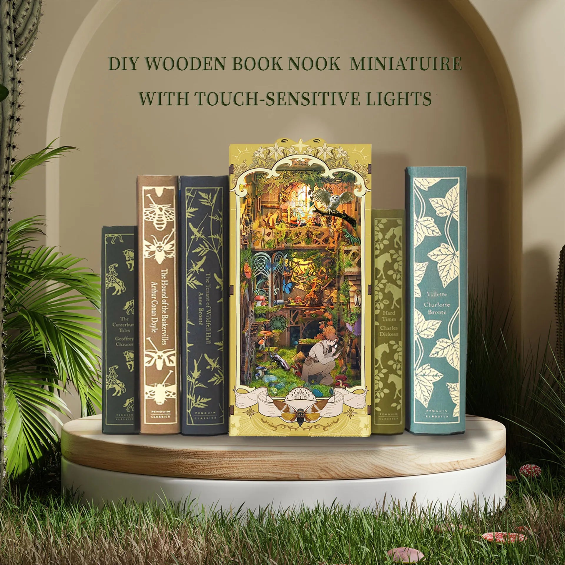 Flower Garden House Home Bookend Decor NEW Modern DIY Wooden Book Nook Shelf Insert Miniature Building Kits Adult Handmade Gifts