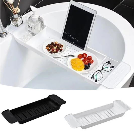 Bathtub Shelf Extendable Bathroom Bathtub Tray Shower Caddy Bamboo Bath Tub Rack Towel Book Holder Storage Organizer Accessories