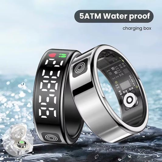 SR08 Smart Ring Men Women LED Display Screen Heart Rate Blood Oxygen Monitoring Multi Sports Modes 5ATM Waterproof 2025
