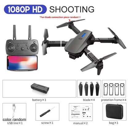 2024 E88Pro RC Drone 4K Professinal with 1080P Wide Angle HD Camera Foldable Helicopter WIFI FPV Height Hold Gift Toy