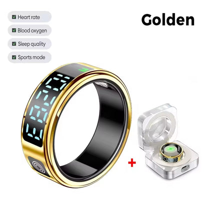 SR08 Smart Ring Men Women LED Display Screen Heart Rate Blood Oxygen Monitoring Multi Sports Modes 5ATM Waterproof 2025