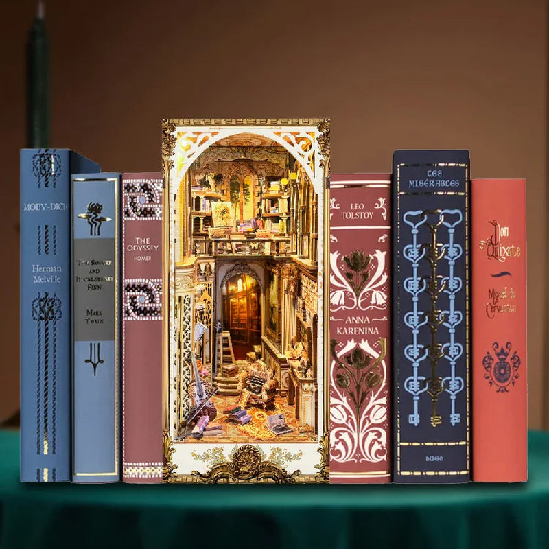 Flower Garden House Home Bookend Decor NEW Modern DIY Wooden Book Nook Shelf Insert Miniature Building Kits Adult Handmade Gifts