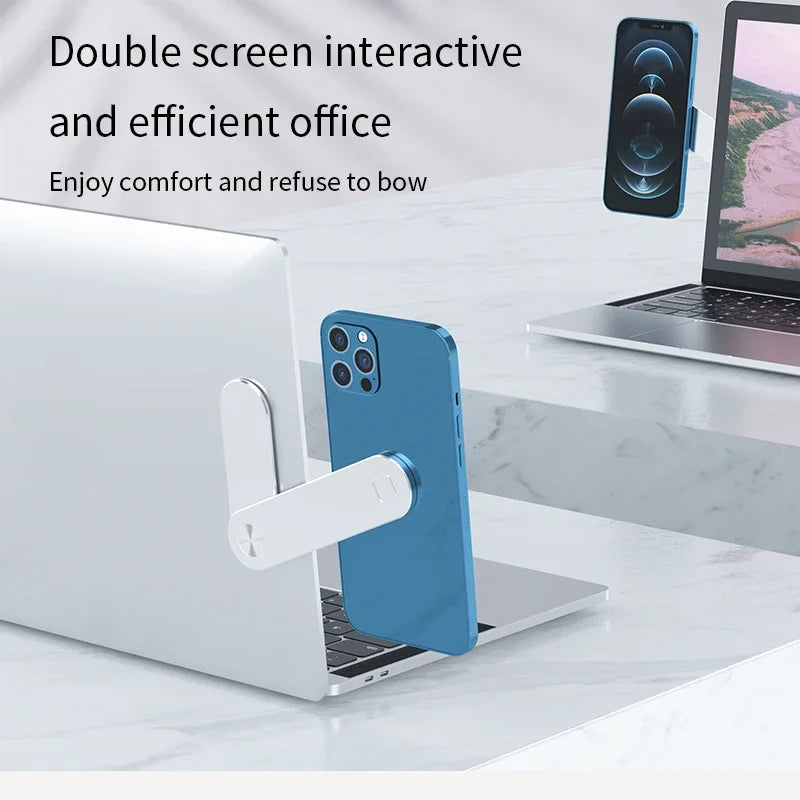 Magnetic Phone Holder Aluminium Alloy Dual-Screen Laptop Screen Expand Stand Folding Side Mount for Ipad Iphone Xiaomi Bracket